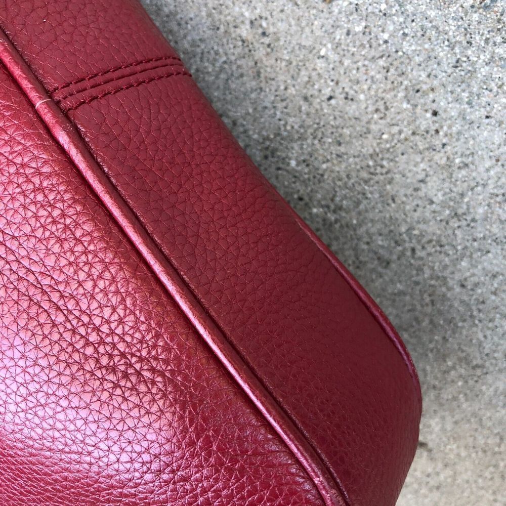 MICHAEL KORS Fulton Purse Women's Red Pebbled Leather Crossbody Shoulder Bag Zip - Picture 8 of 11